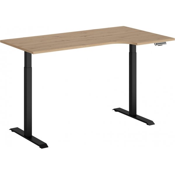 Plassjusterbart skrivebord h�yre 160 x 90 cm - Eik