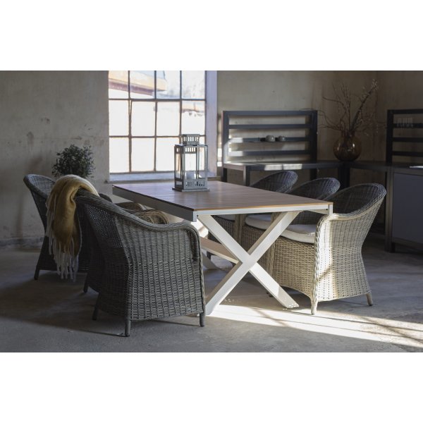 Bologna spisebord 200-240 cm - Hvit / Eik (Aintwood)
