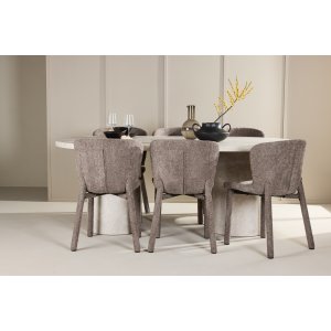 Spisebord Narvik med 6 Astoria stoler - Brun/beige Spisebord Narvik med 6 Astoria stoler - Brun/beige