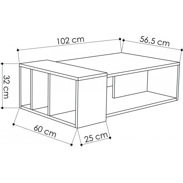 Anita salongbord - Eik/antrasitt