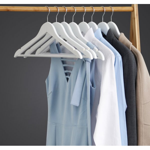 Kleshenger, tre, 44,5 cm, 50-pakning - Hvit