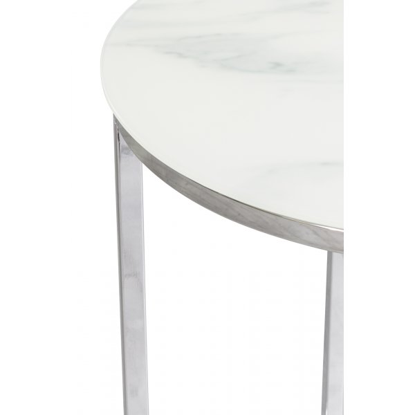 Palasso rundt Lampebord - Krom / Lys marmorering + Tekstilrens for mbler