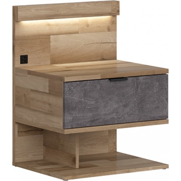 Arica nattbord hyre - Eik/gr