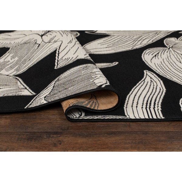 Domani Flower flatvevd teppe Svart Domani Flower flatvevd teppe Svart