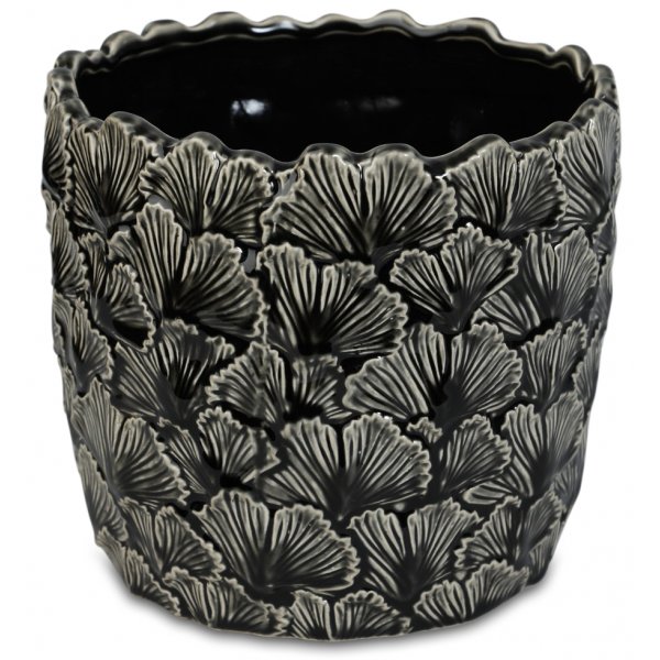 Krukke Ginkgo H16 cm - Svart