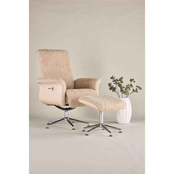 Hagön hvilestol med fotskammel - Whitewash + Flekkfjerner for møbler Hagön hvilestol med fotskammel - Whitewash + Flekkfjerner for møbler