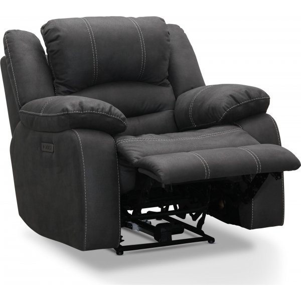 Cinema elektrisk reclinerstol med justerbar nakkesttte - Gr + Tekstilrens for mbler