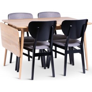 Odense spisebord 120-160x80 cm med 4 Borgholm stoler