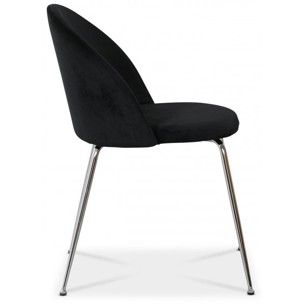 Art velvet stol - Svart / Krom Art velvet stol - Svart / Krom