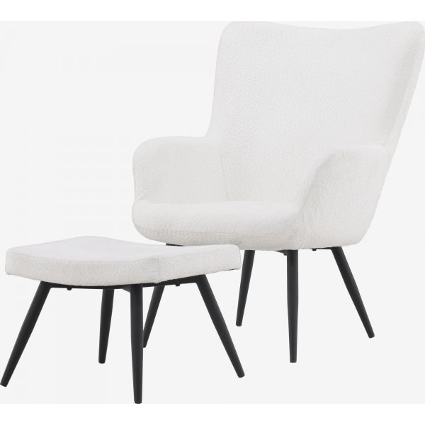 Como lenestol i hvit boucle Como lenestol i hvit boucle