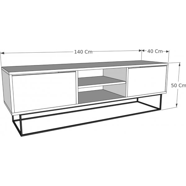 Control media benk 140 cm - M�rk brun/svart