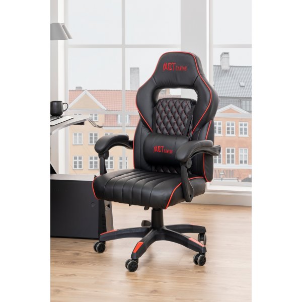 Canyon kontorstol / gaming stol - Sort PU/r�d