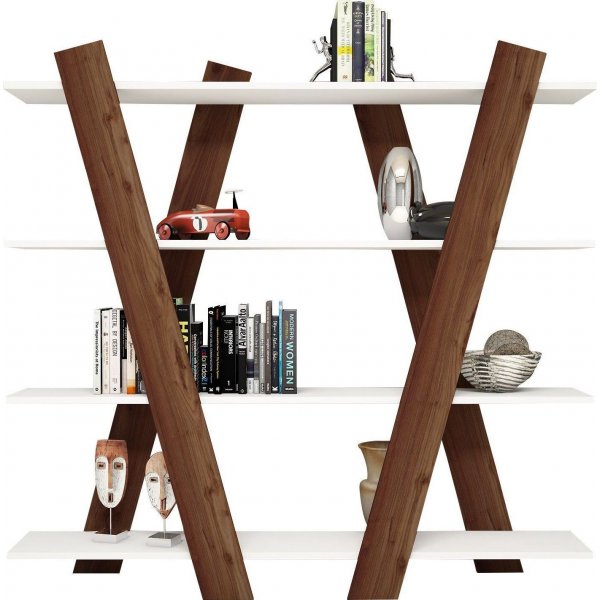 Exit bokhylle - Hvit/valnøtt Exit bokhylle - Hvit/valnøtt