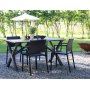 Spisegruppe Scottsdale: 150 cm grtt trebord inkludert 4 stk. Alafors stablebare karmstoler