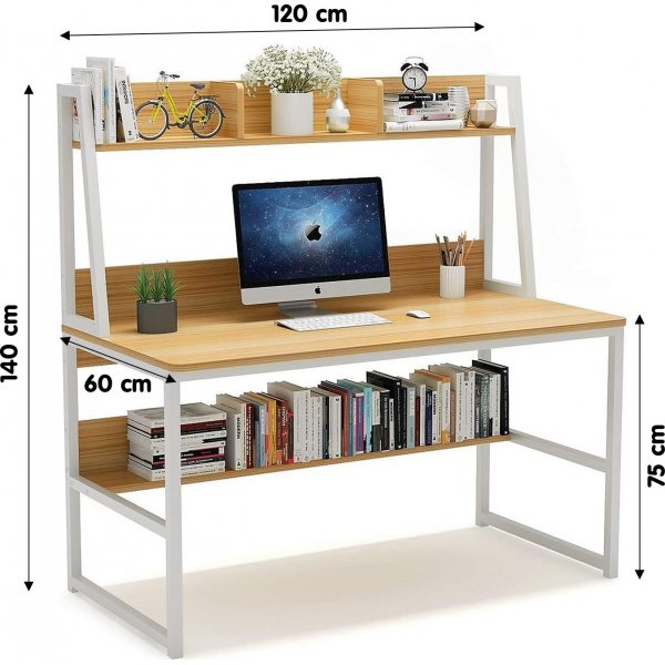 Majestetisk skrivebord Eik/hvit - 120 x 60 cm Majestetisk skrivebord Eik/hvit - 120 x 60 cm