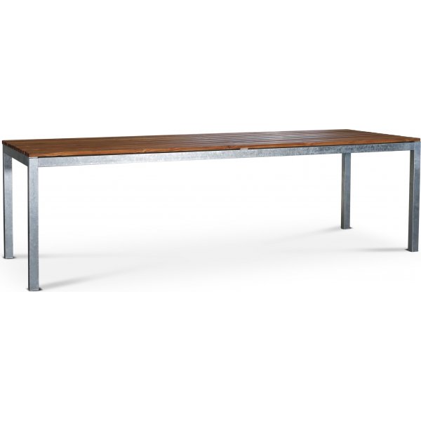 Spisebord Alva 250x90 cm - Teak/galvanisert metall