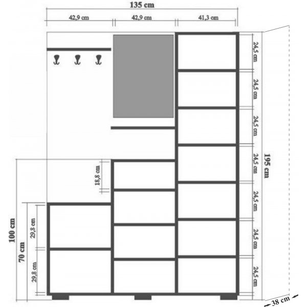 Kardelen 200 hallm�bler - Sonoma eik
