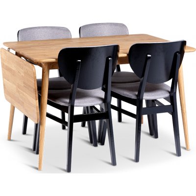 Alborg spisebord 120-160x80 cm med 4 Borgholm stoler