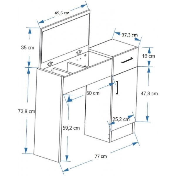 Inci toalettbord 77 x 37,3 cm - Furu/antrasitt Inci toalettbord 77 x 37,3 cm - Furu/antrasitt