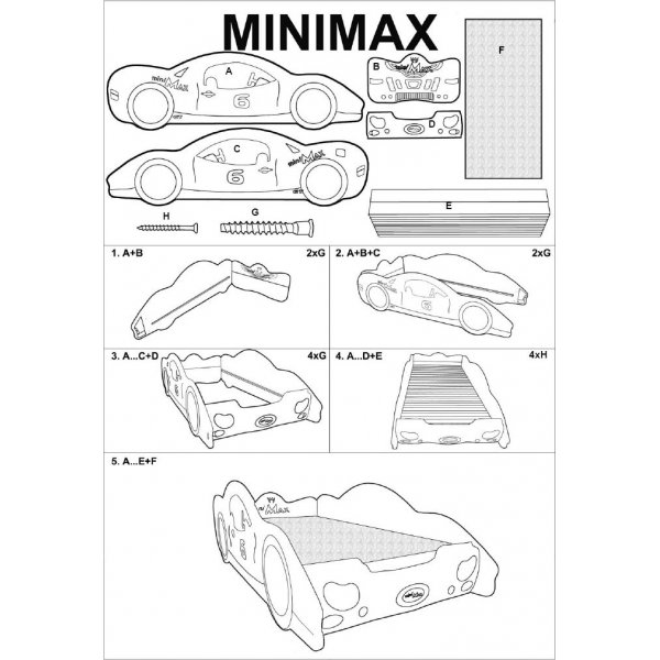 Louie racerbil barnseng - Valgfri farge og størrelse! Louie racerbil barnseng - Valgfri farge og størrelse!