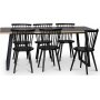 Edge 3.0 spisegruppe 190x90 cm inkludert 6 stk. svarte Castor pinnestoler - gr hytrykkslaminat (HPL)