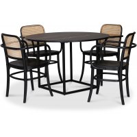 Sintorp spisegruppe, rundt spisebord Ø115 cm inkludert 4 stk. Nemis stoler i bøyd tre - svart marmor (laminat) Sintorp spisegruppe, rundt spisebord Ø115 cm inkludert 4 stk. Nemis stoler i bøyd tre - svart marmor (laminat)