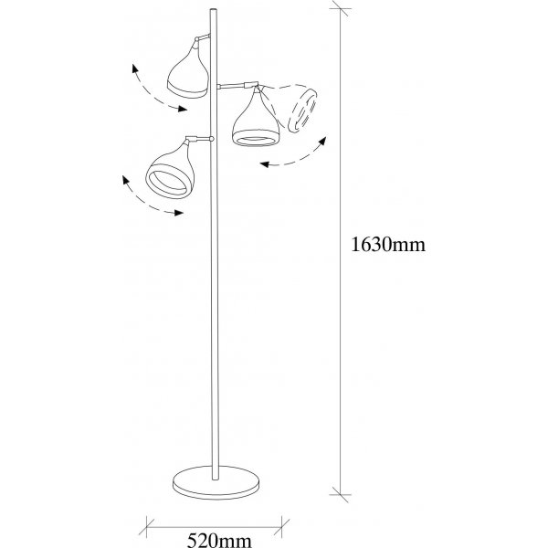 Yildo gulvlampe 3 - Svart/kobber