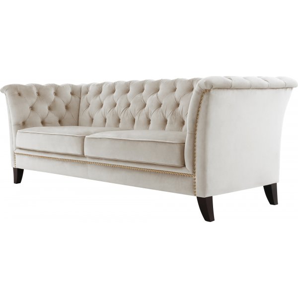 Milton Chesterfield 3-seter sofa - Beige fløyel Milton Chesterfield 3-seter sofa - Beige fløyel