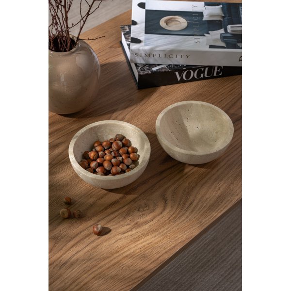 Skåler i beige travertinmarmor - 2 stk Skåler i beige travertinmarmor - 2 stk