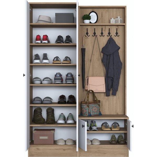 Mendy hallmøbler 120 cm - Valnøtt/hvit Mendy hallmøbler 120 cm - Valnøtt/hvit