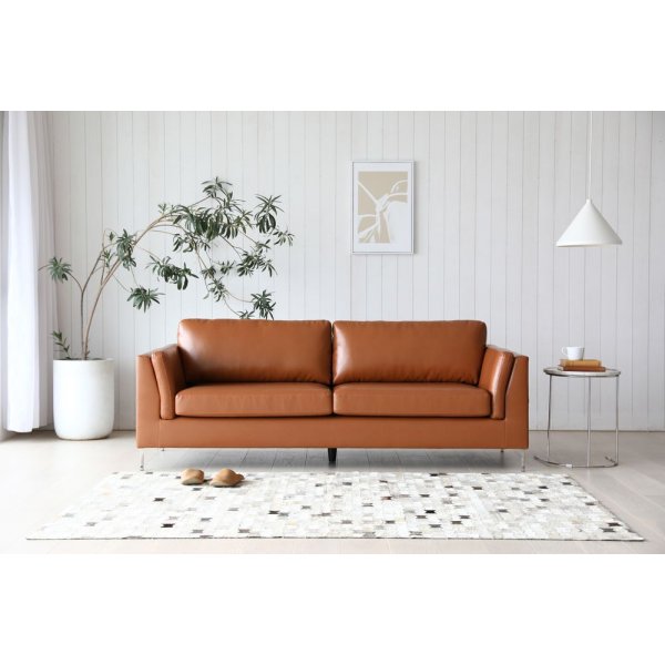 Cansas 3-seters sofa i cognac + Tekstilrens for møbler Cansas 3-seters sofa i cognac + Tekstilrens for møbler