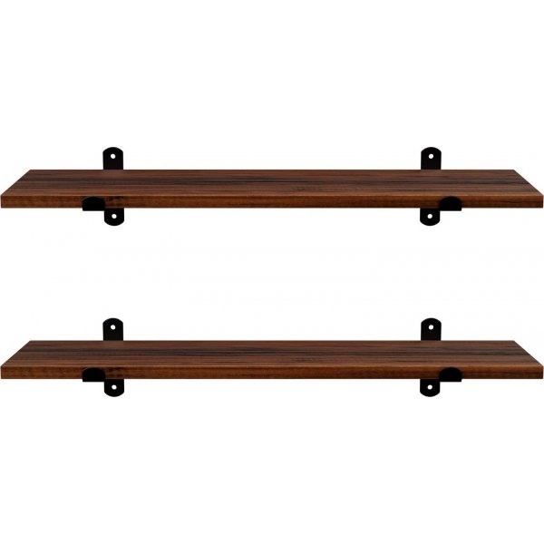 Sidevegghylle, 2-pakning - Brun/svart Sidevegghylle, 2-pakning - Brun/svart
