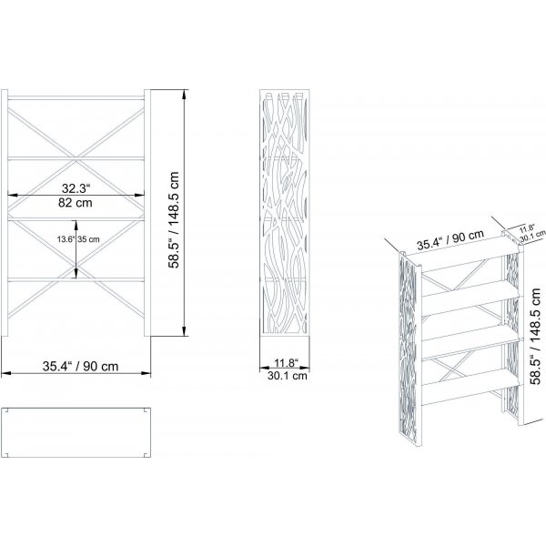 Merkel bokhylle - Hvit/gull