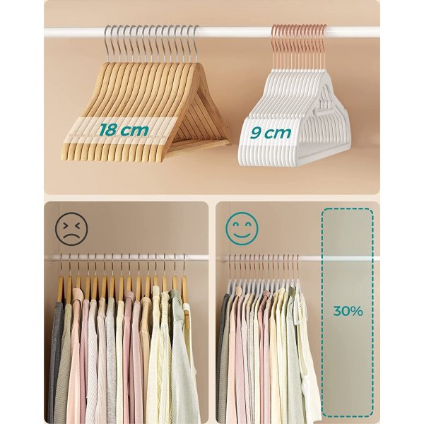 Kleshenger, fl�yel, 43,5 cm, 50-pakning - Hvit/rosa