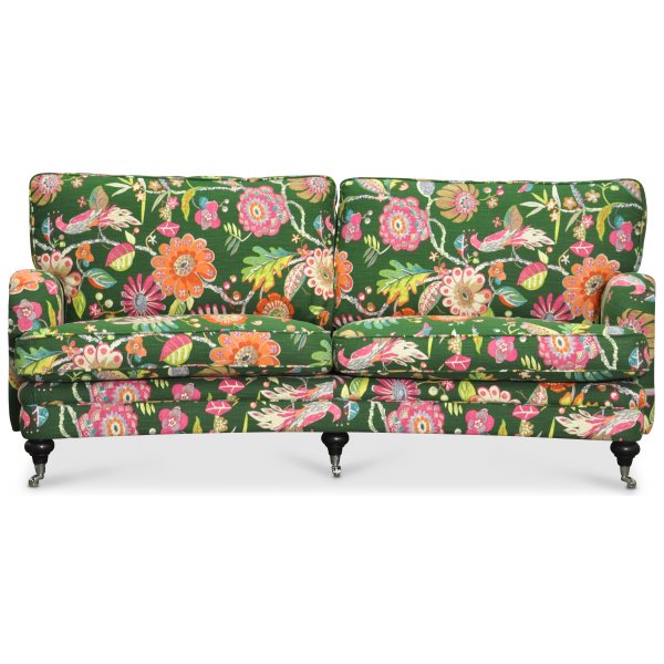 Savoy 3-seters buet sofa med blomsterstoff - Havanna Green Savoy 3-seters buet sofa med blomsterstoff - Havanna Green