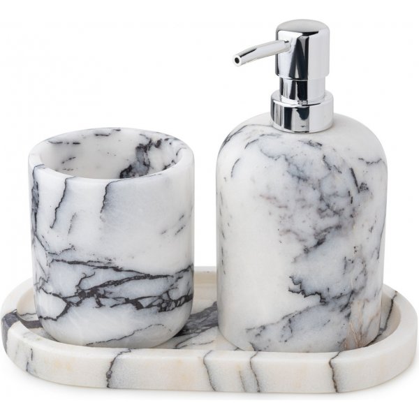 3-delt baderomssett i hvit marmor fra Sicilia 3-delt baderomssett i hvit marmor fra Sicilia