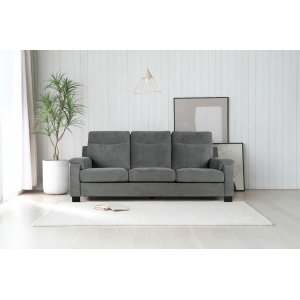 Atlas 3-seter sofa med høy rygg - Grå chenille + Flekkfjerner for møbler Atlas 3-seter sofa med høy rygg - Grå chenille + Flekkfjerner for møbler