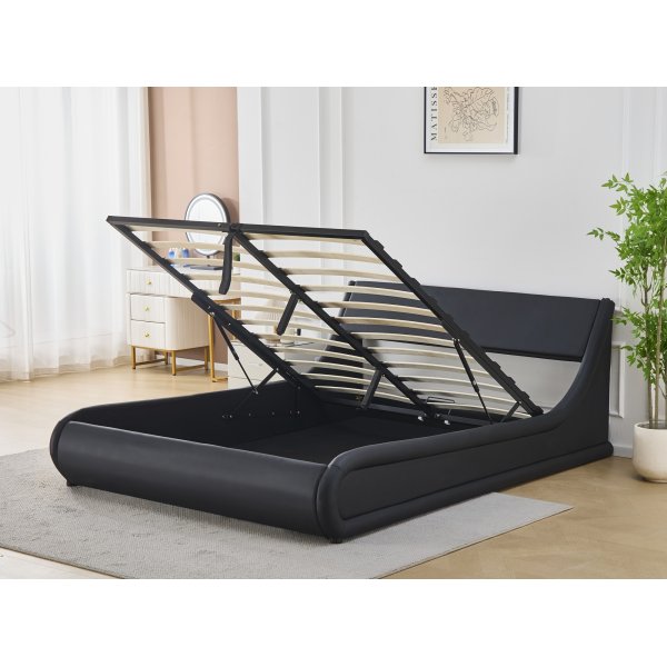 Prince sengeramme med oppbevaring 160 x 200 cm - Sort PU Prince sengeramme med oppbevaring 160 x 200 cm - Sort PU