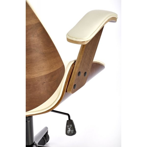 Skrivebordsstol i valnøtt/kremfarget øko-skinn Skrivebordsstol i valnøtt/kremfarget øko-skinn