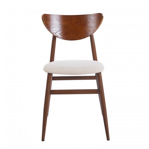 Ludvig-stol med beige stoff og valnøtt Ludvig-stol med beige stoff og valnøtt