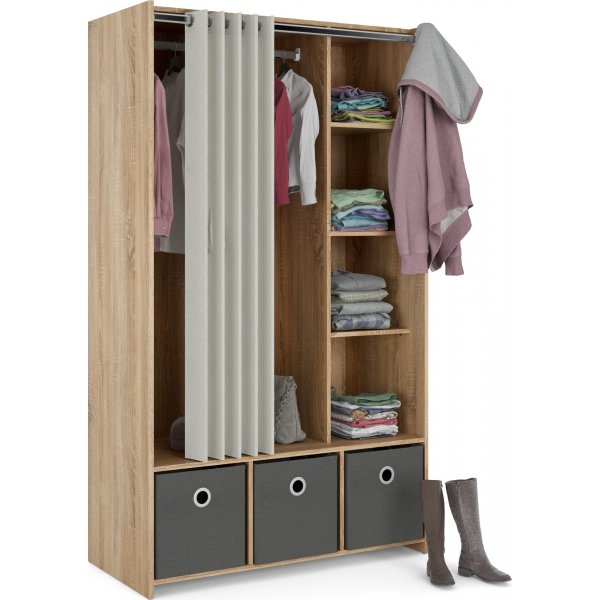 Lola garderobe - Eik/beige/gr�
