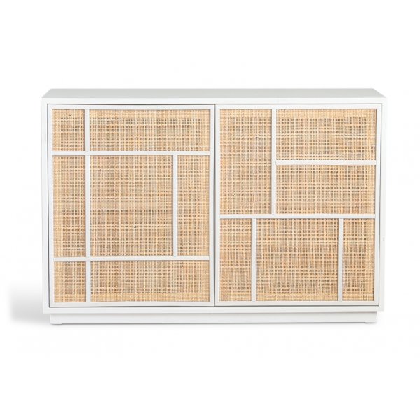 Stockholm skjenk 120 cm bred hvit med rotting