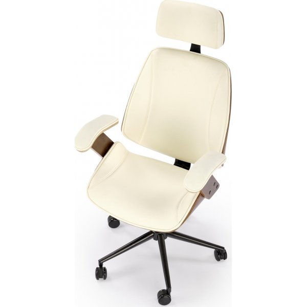 Skrivebordsstol i valnøtt/kremfarget øko-skinn Skrivebordsstol i valnøtt/kremfarget øko-skinn