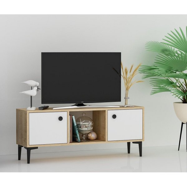 Parion mediebenk - Safir/eik/hvit Parion mediebenk - Safir/eik/hvit