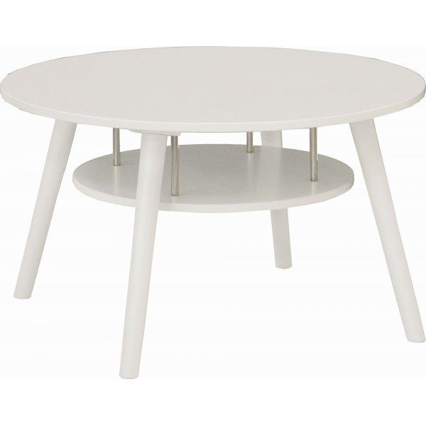 Louise sofabord 90 cm rundt med oppbevaring - Hvit Louise sofabord 90 cm rundt med oppbevaring - Hvit