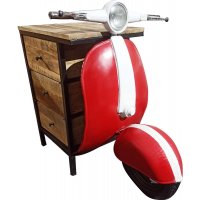 Vintage Vespa kommode / nattbord - Rød / hvit Vintage Vespa kommode / nattbord - Rød / hvit