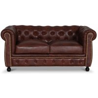 Chesterfield Old England 2-seters sofa - antikkbehandlet skinn
