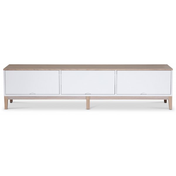 Borgholm TV-benk 188 cm - Hvit / Oljet eik