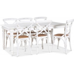 Paris spisegruppe 180 cm bord hvit+ 6 st hvite Gaston spisestoler Paris spisegruppe 180 cm bord hvit+ 6 st hvite Gaston spisestoler