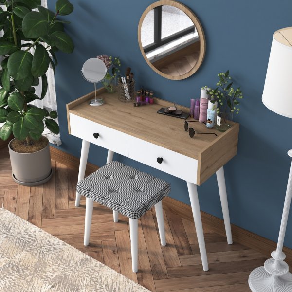 Bijou toalettbord 3, 99 x 40 cm - Valnøtt/hvit Bijou toalettbord 3, 99 x 40 cm - Valnøtt/hvit